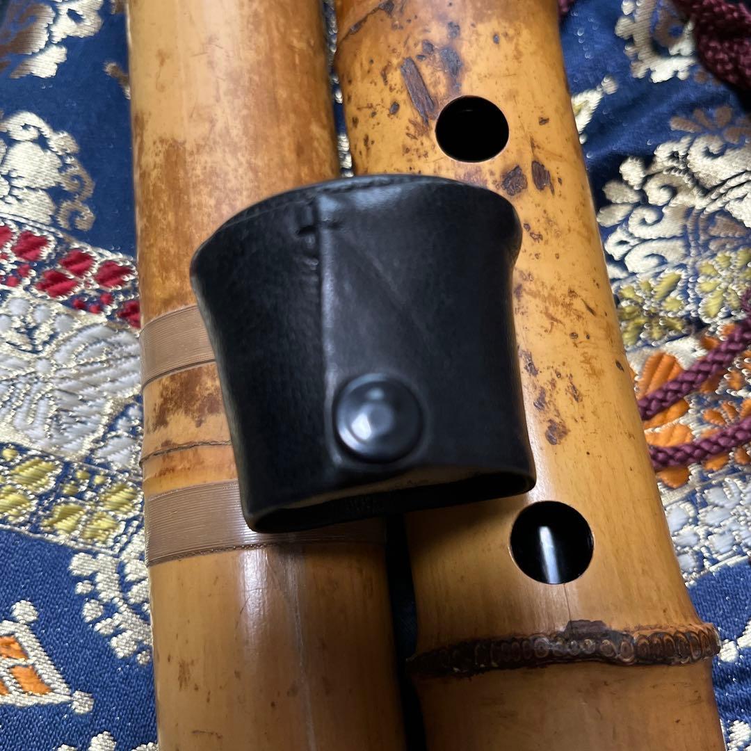 尺八 琴古流 竹仙 中継ぎ緩み無し 二尺二寸管 籐巻 銀三線 【音出し確認済み】