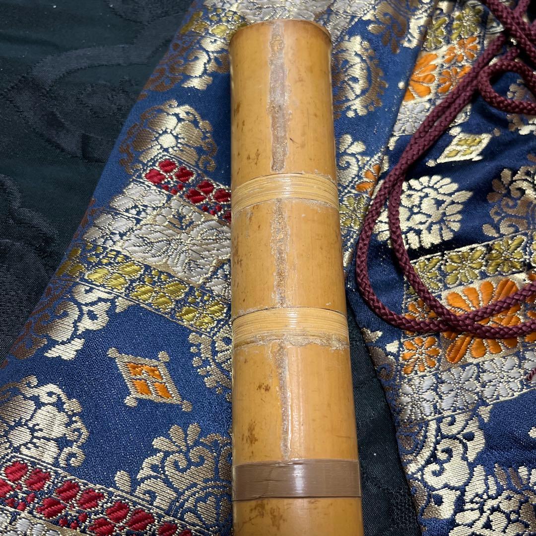 尺八 琴古流 竹仙 中継ぎ緩み無し 二尺二寸管 籐巻 銀三線 【音出し確認済み】