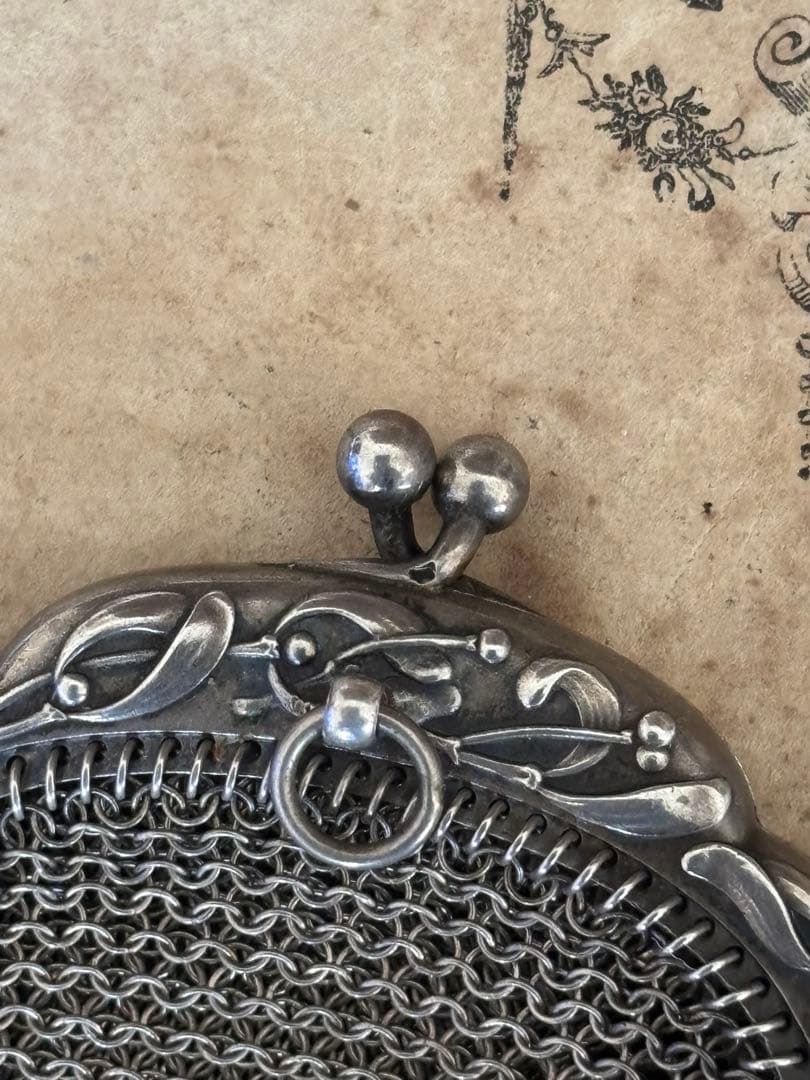 フランスアンティーク　 ヤドリギ　シルバーメッシュパース