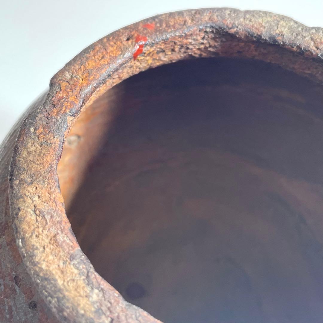 南蛮？ 櫛目波状文壺 ニュウ多い 状態考慮 検）古備前 古信楽 お歯黒壺