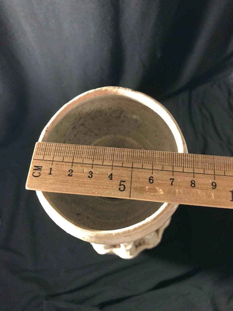 漢時代　白磁貼塑人佣龍文魂大瓶　花瓶　唐物　古賞物　時代物(D-42)