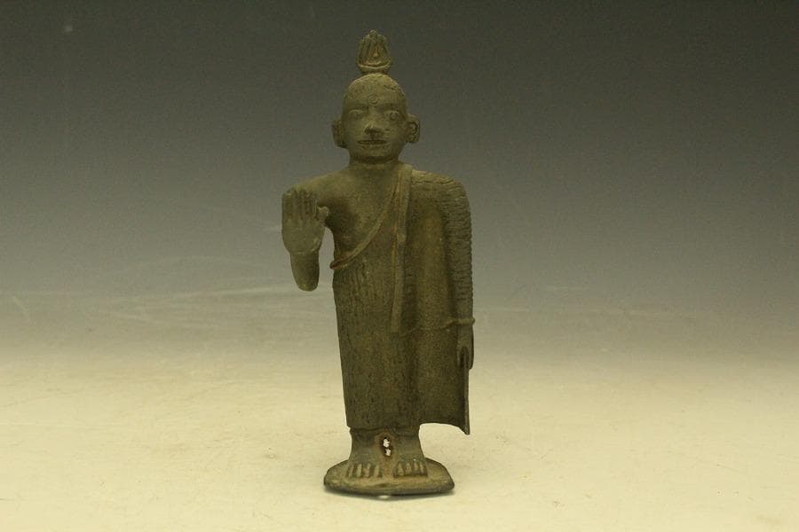 仏教 東南アジア スコータイ 古銅 仏像 高14.5cm 時代物(A429)