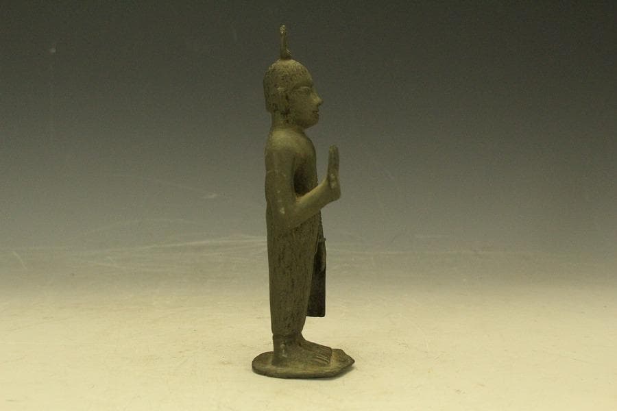 仏教 東南アジア スコータイ 古銅 仏像 高14.5cm 時代物(A429)