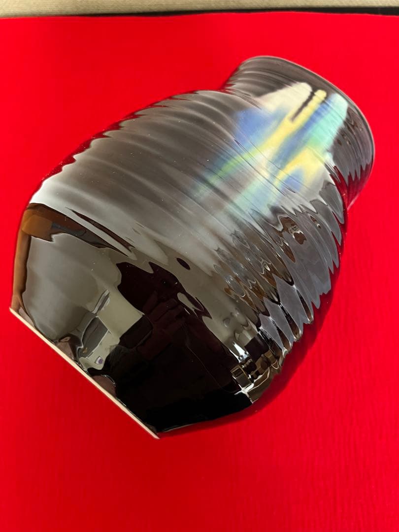 【大型作品】柳雨軒 三代 人間国宝 徳田八十吉  (正彦銘) 花入 管理T182