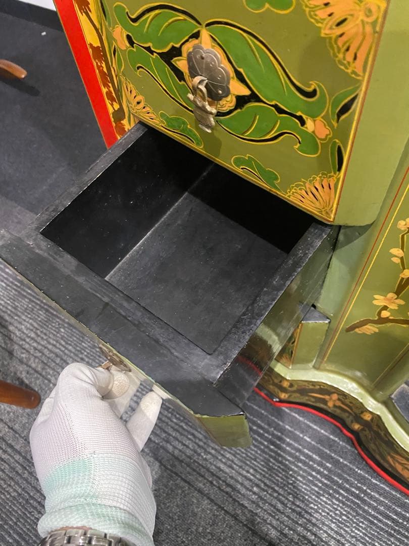 レトロ　ペイント　キャビネット　アジアン　ヴィンテージ