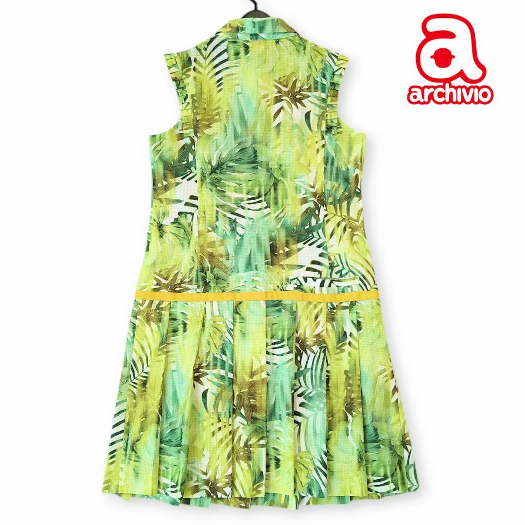 ■美品 archivio アルチビオ ロゴ刺繍 リーフプリントワンピース