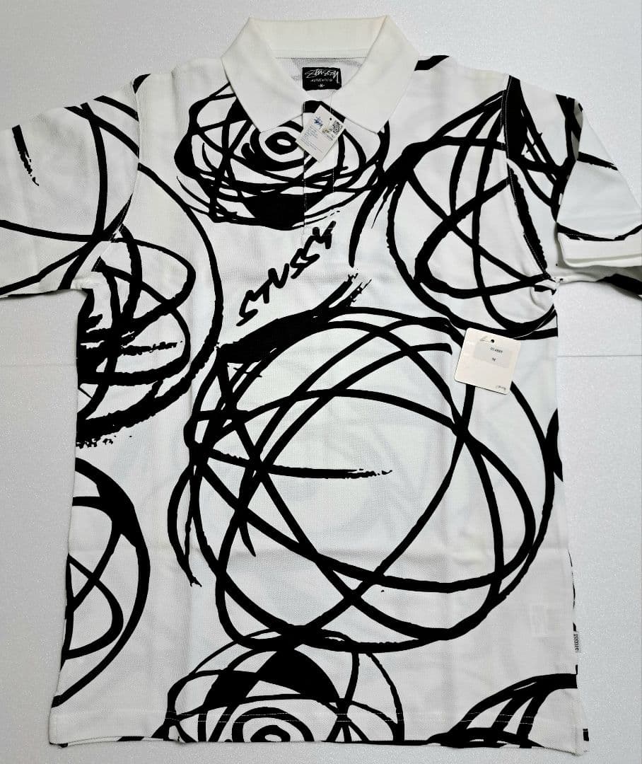 【ゴルフ・M新品】 Stüssy × FL アトミックリング ポロシャツ 白