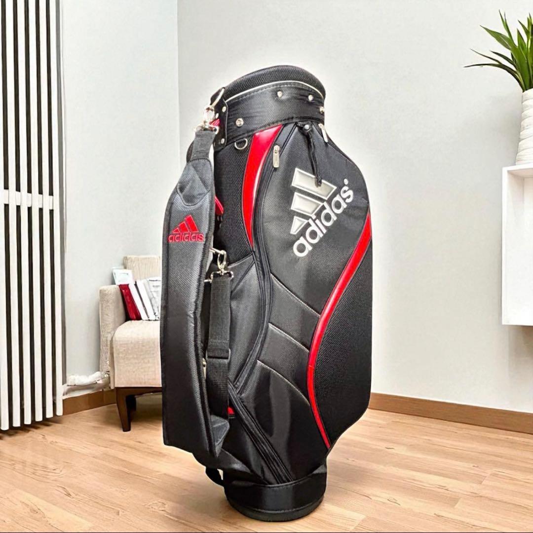 極美品✨ adidas ゴルフキャディバッグ 9型 B/R 新品ボール3個付き