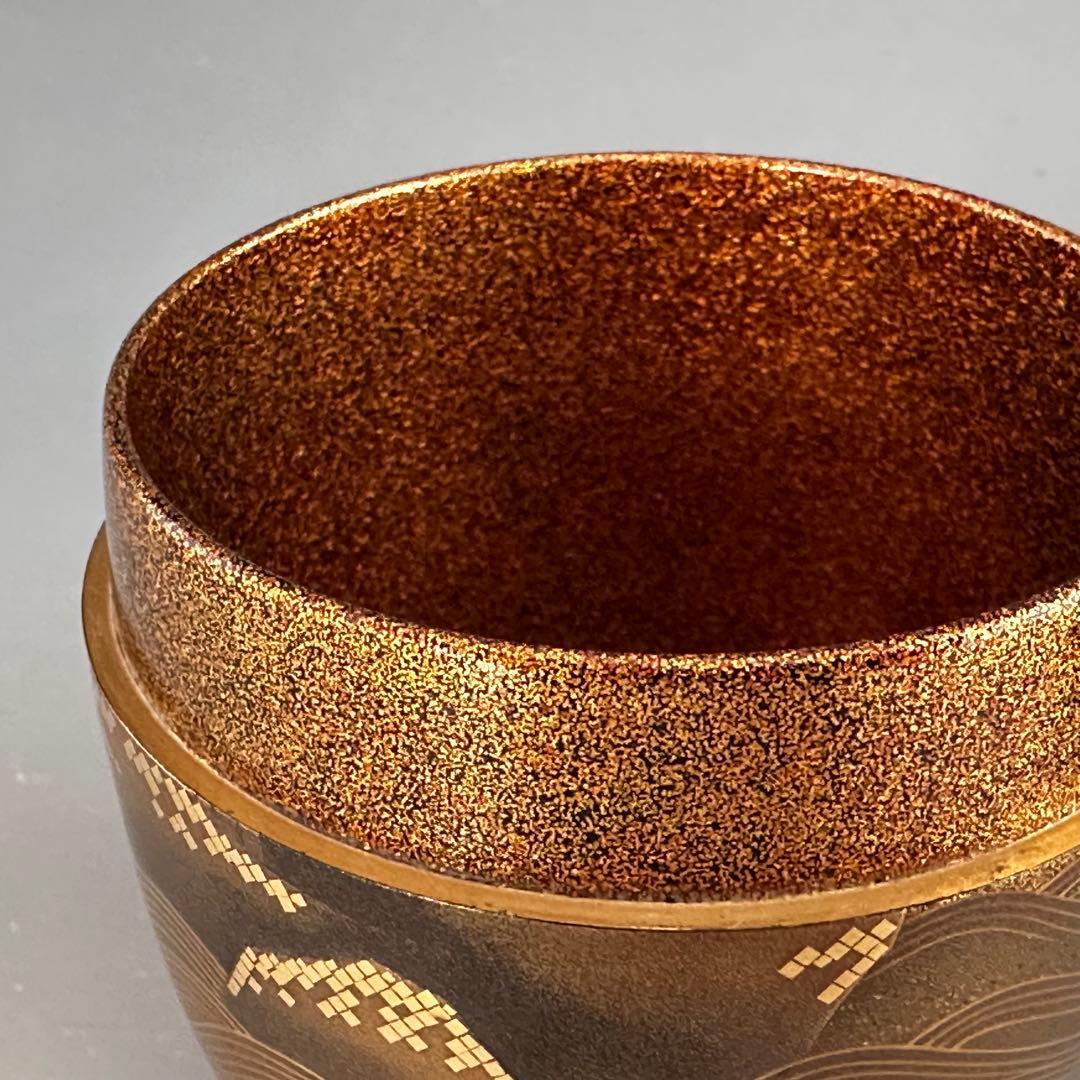 茶道具　岩松蒔絵　大棗　内梨地　山崎敏春　共箱　薄茶器　茶会　棚　豪華　金地