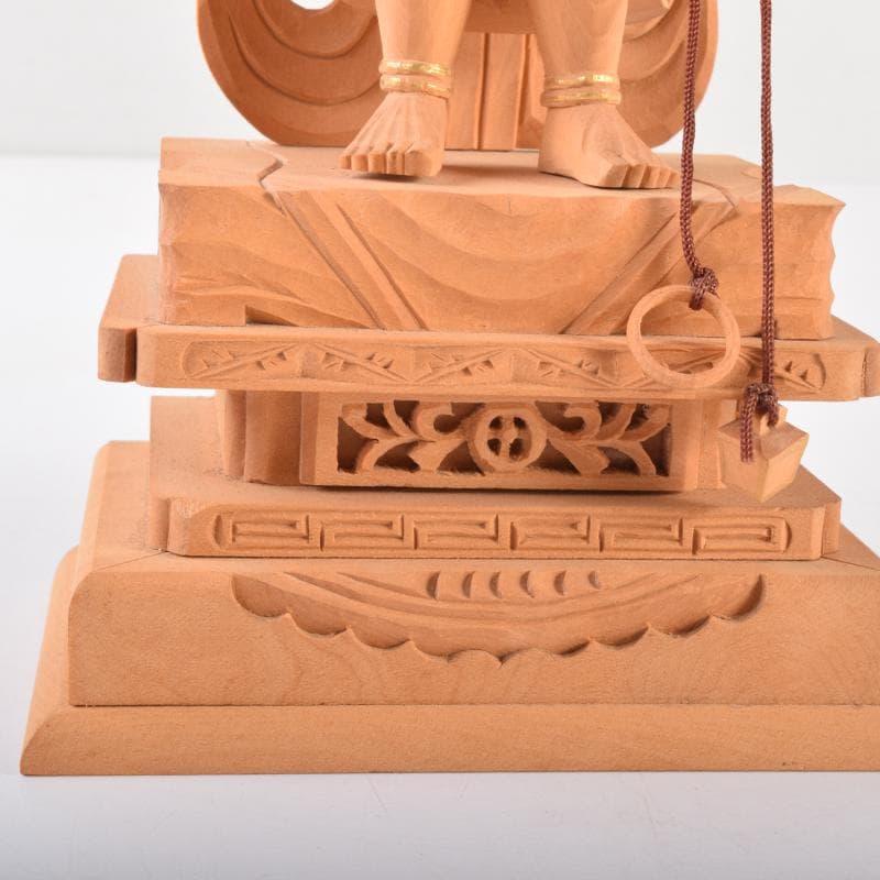 仏教美術　金彩柘植彫刻　不動明王像　仏像　置物　M　7074