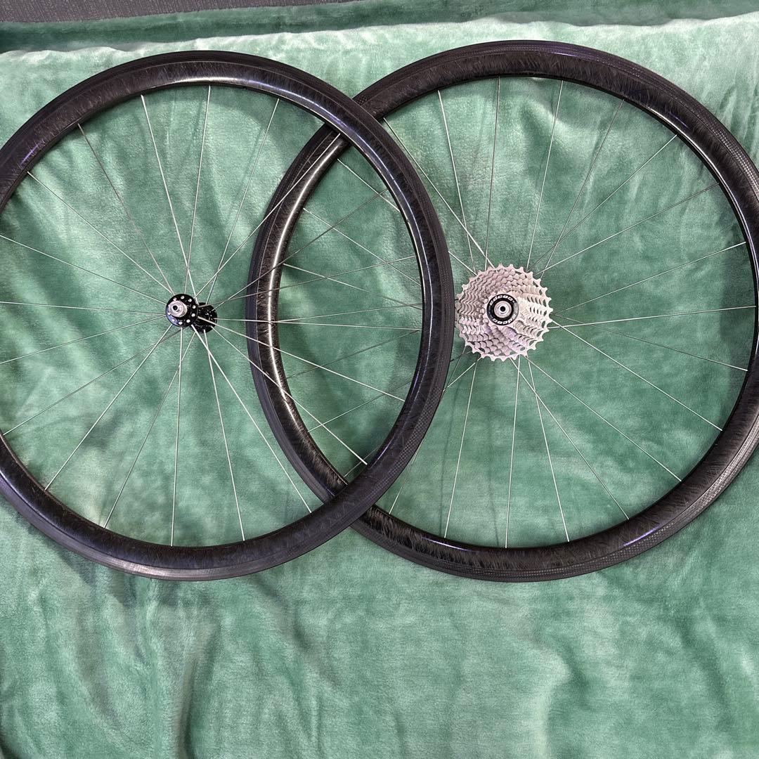 TNIカーボンロードホイール前後セットEDEOカセット付き中古品