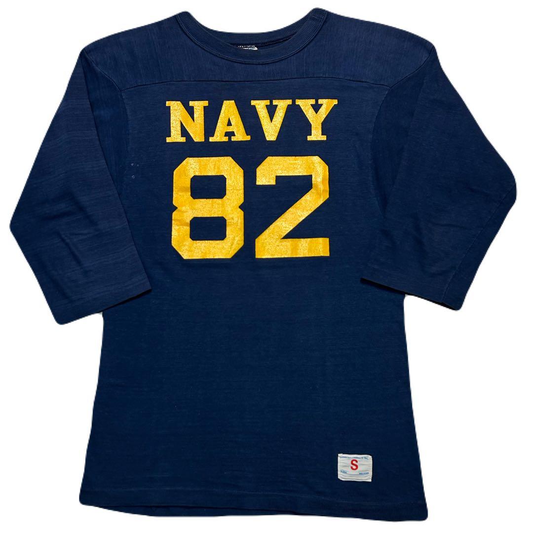70s Vintage チャンピオン × NAVY フットボールtシャッ 紺×黄