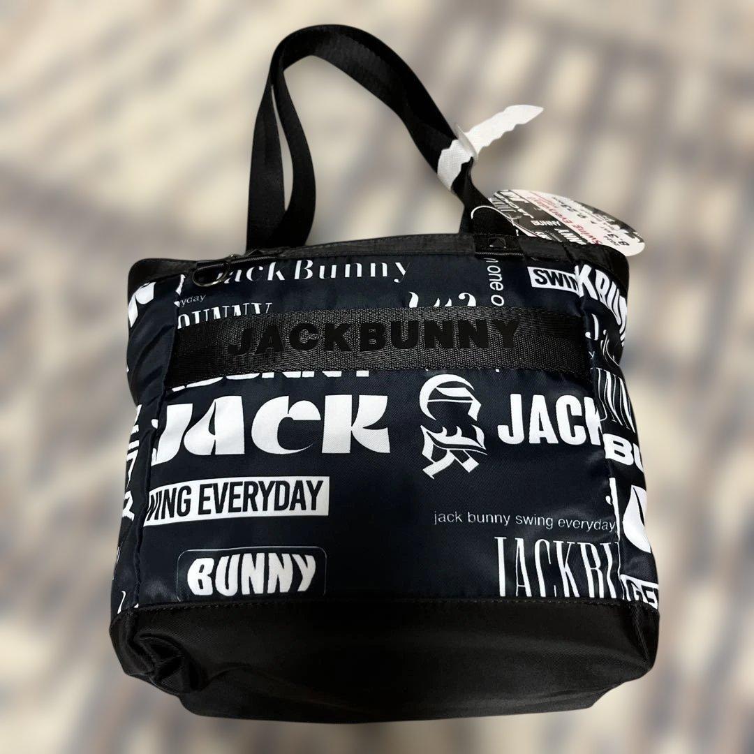 JACK BUNNY ロゴプリント ゴルフバッグ ブラック　カートバック