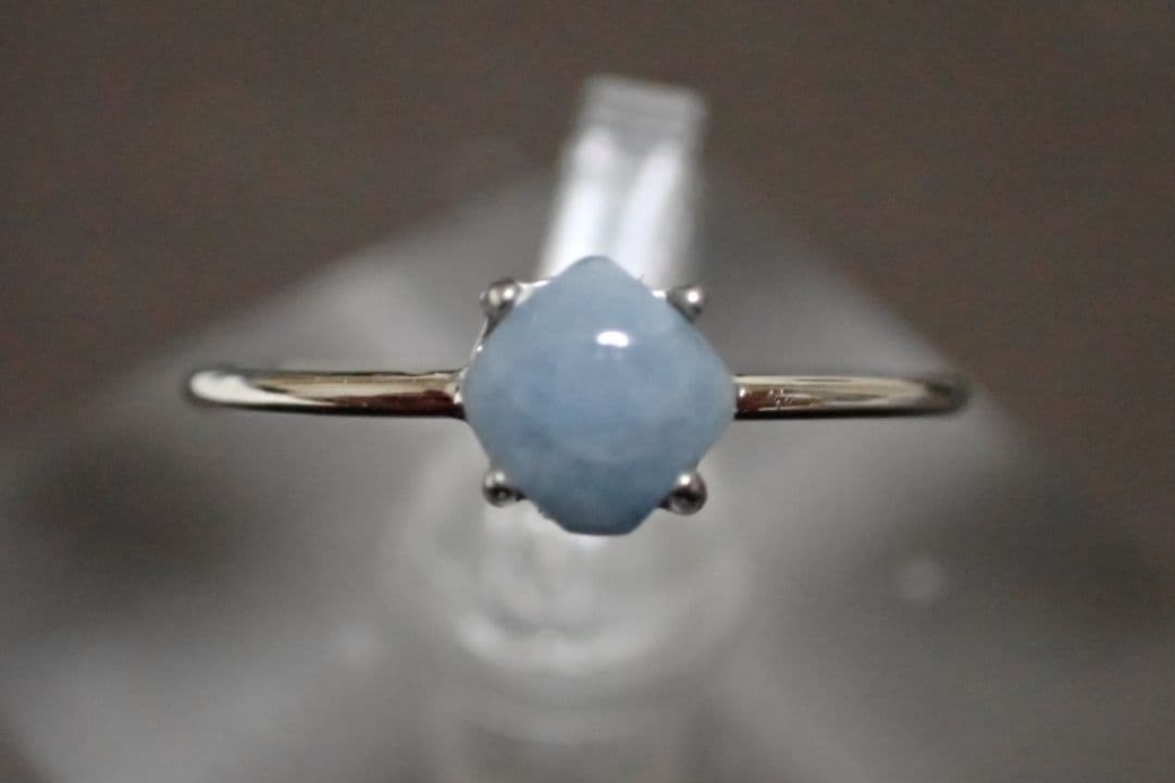 糸魚川翡翠　入コン沢　青　5×5ミリ　リング　指輪　送料無料