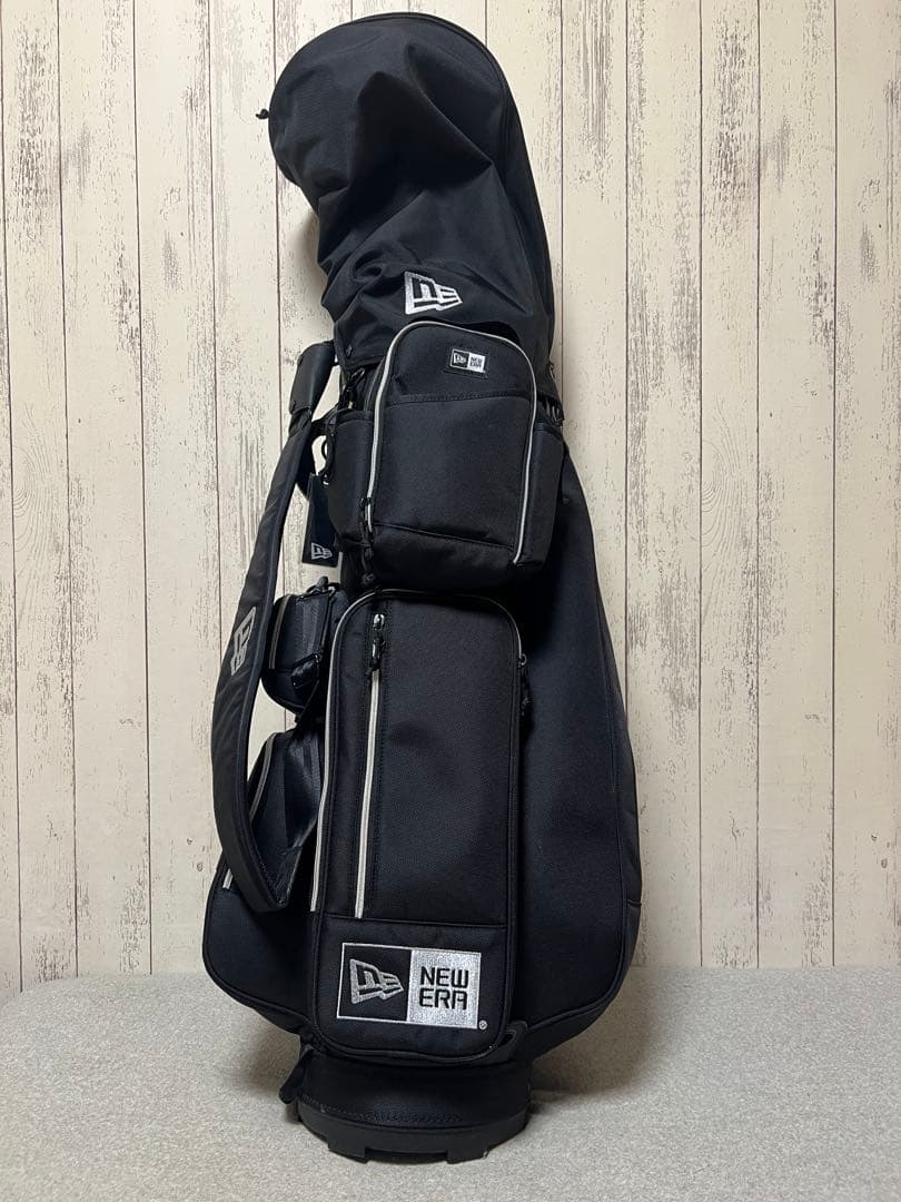 【美品】NEW ERA ニューエラキャディバッグ ブラックxシルバー ポーチ付き