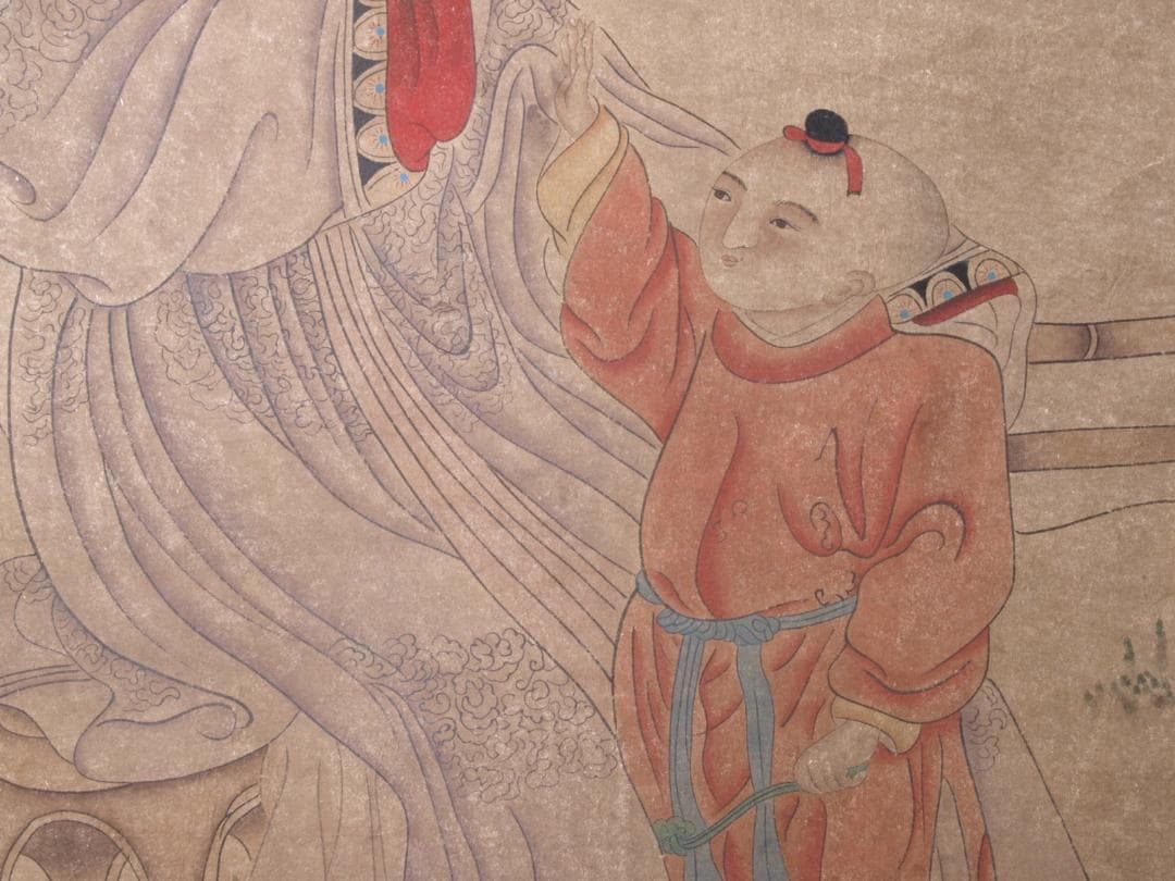 【骨董掛け軸】人物図 中国唐時代　趙伯駒 肉筆保證 AK601A12-2