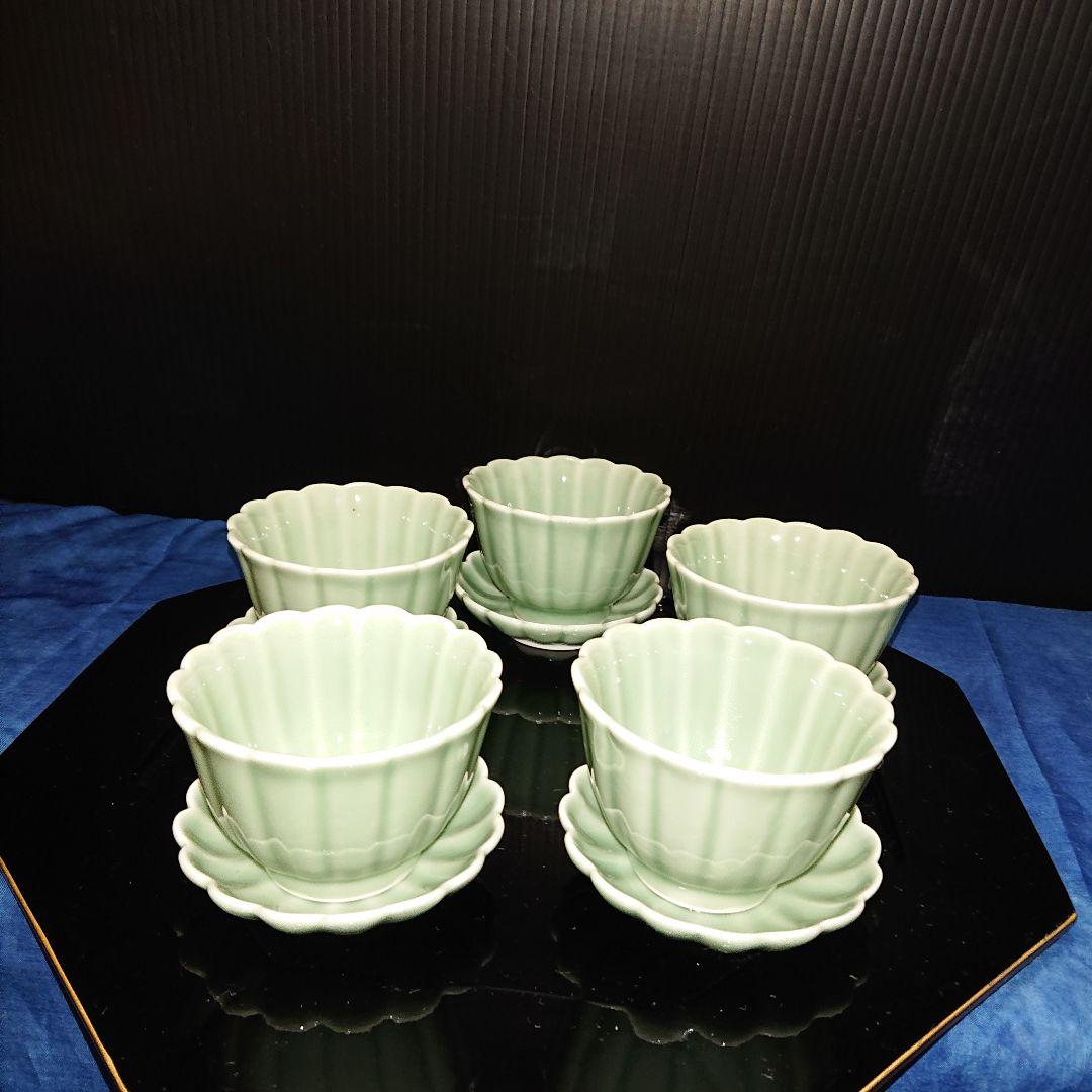 鍋島青磁、菊豆皿、鉢、レトロ