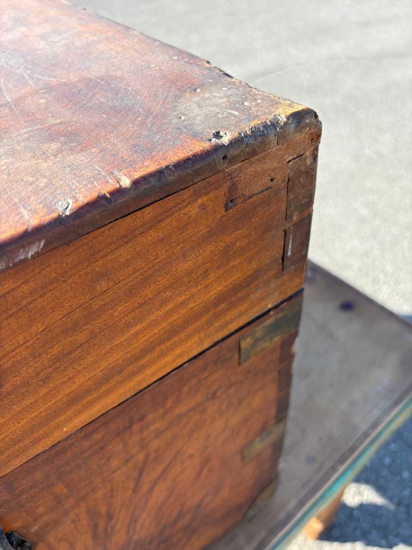 レトロ　アンティーク　木製トランク　トランク　木箱　船トランク