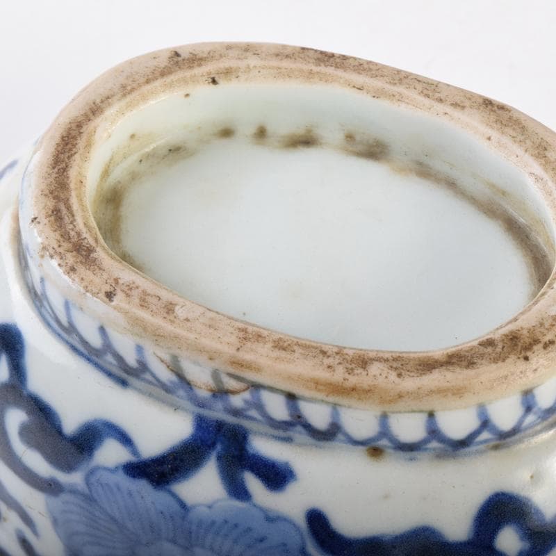 中国　青花　花文鉢　水孟　建水　C　7069