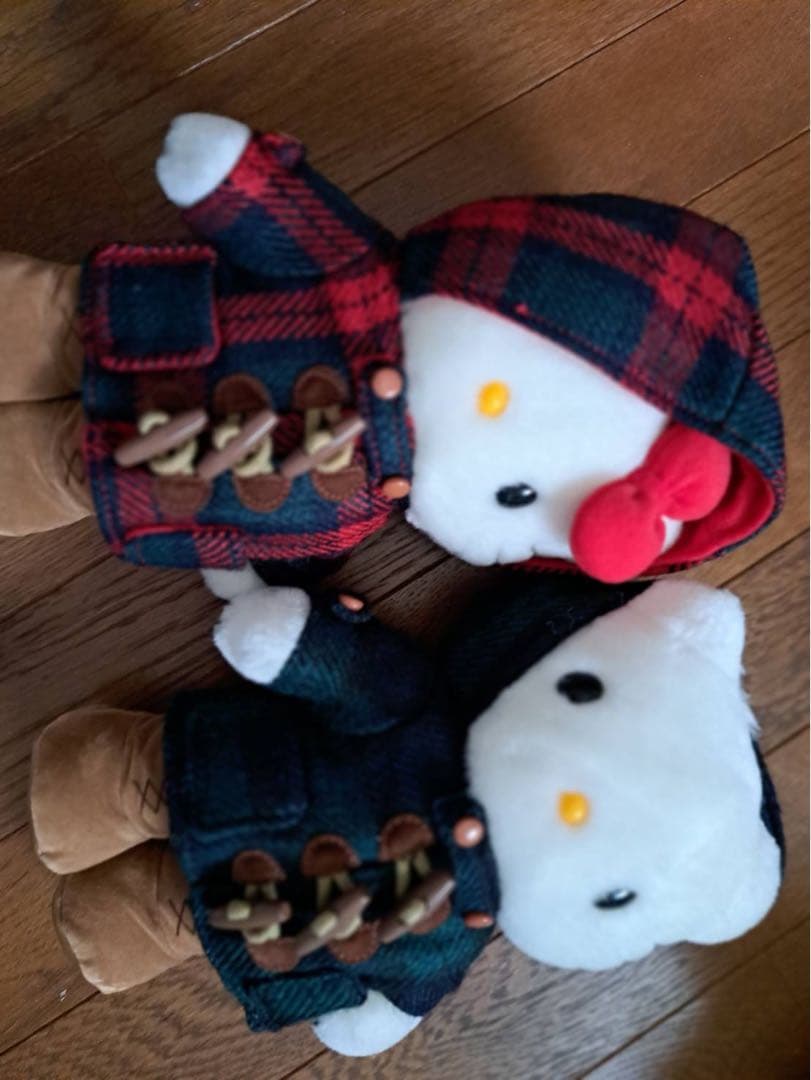 平成レトロ　ハローキティ　ダニエル　ダッフルコート　ブーツ　ペア　ぬいぐるみ