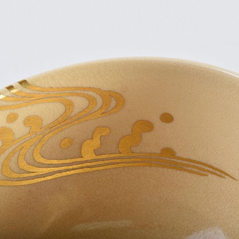 茶道具　京焼　森里陶楽造　色絵金彩　扇流絵　茶碗　共箱　C　8905