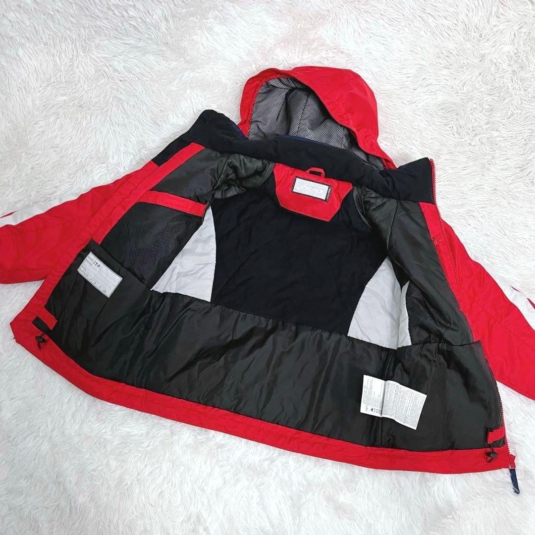 美品 フェニックス スキーウェア上下 140 ジュニア レッド ワッペン 小学生
