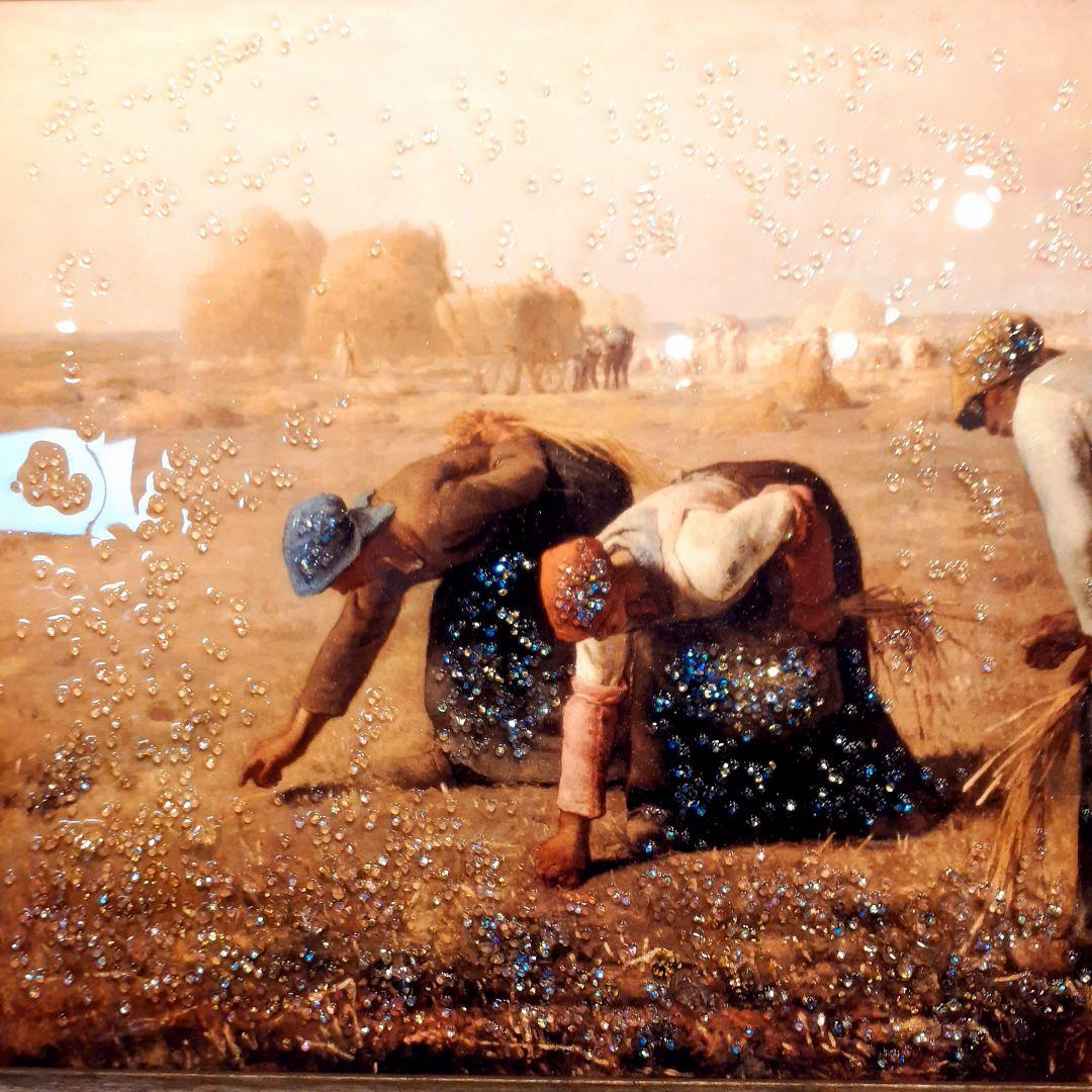 輸入雑貨　天然水晶石　ジャン=フランソワ・ミレー作　『落穂拾い』　クリスタル