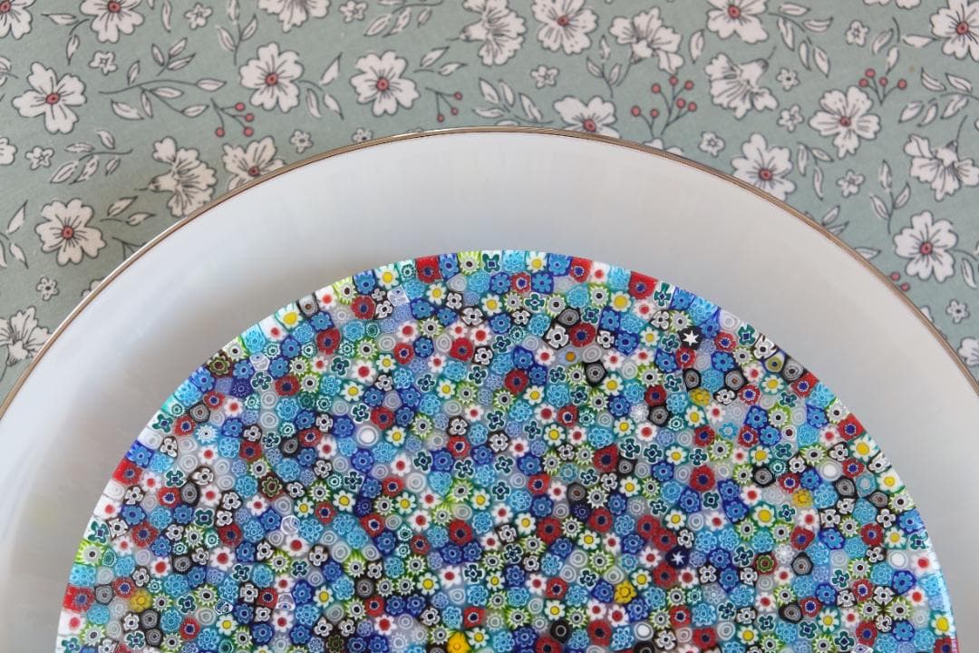 ベネチアンガラス ヴェネチアンガラス ミルフィオリ プレート グラス 江波冨士子