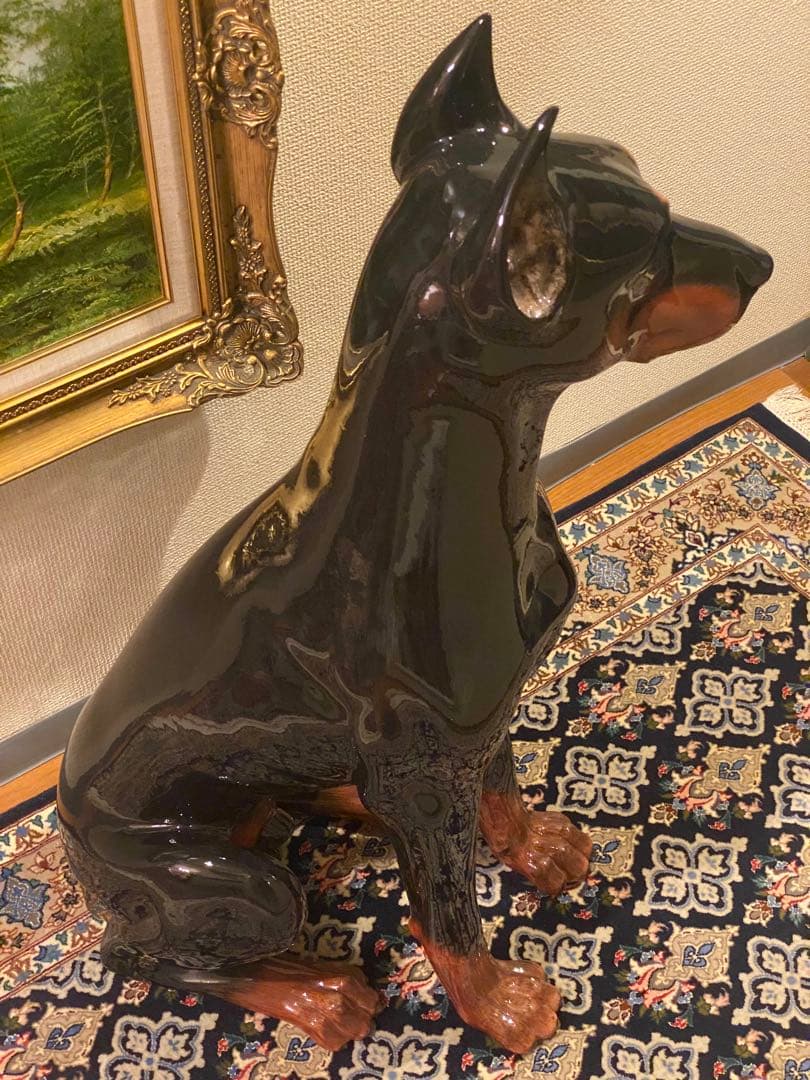 イタリア製 陶器 ドーベルマン オブジェ 美品