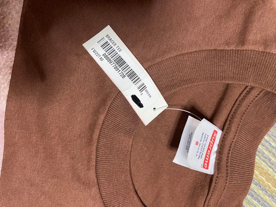 Supreme 22AW Braces Tee プリント Tシャツ ブラウン
