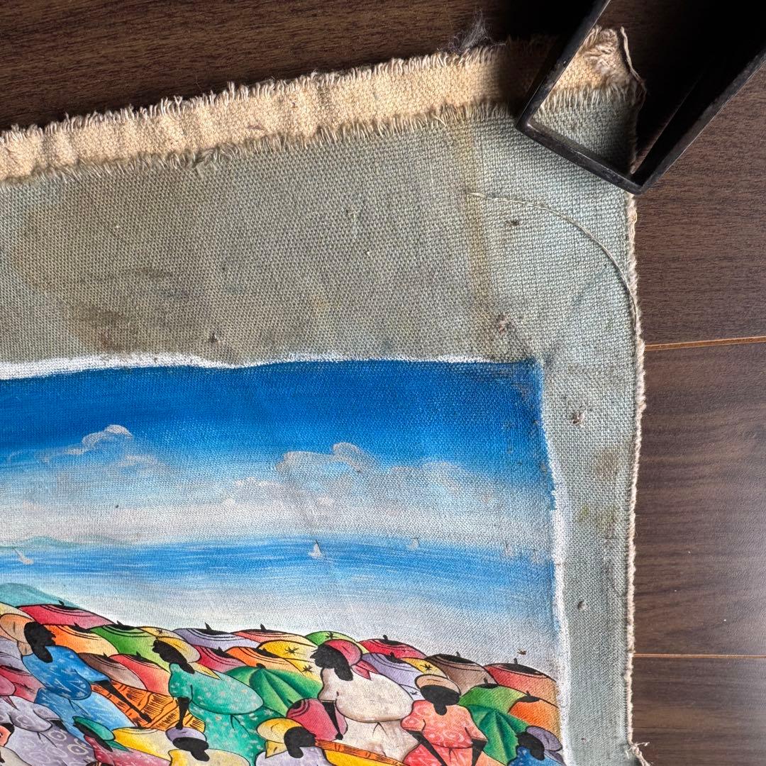 【ハイチアート】絵画 マーケット サイン有り ハイチアン　ヴィンテージ