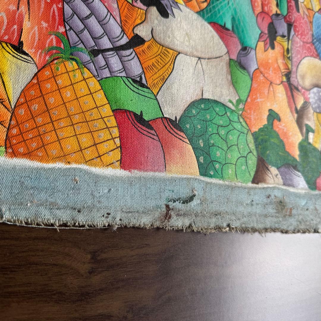 【ハイチアート】絵画 マーケット サイン有り ハイチアン　ヴィンテージ