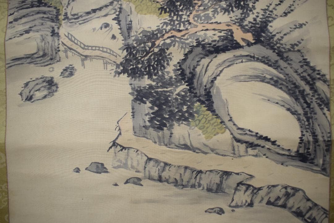 【真作】大西太白/避暑向林泉図/山水人物図/掛軸☆宝船☆Z-101