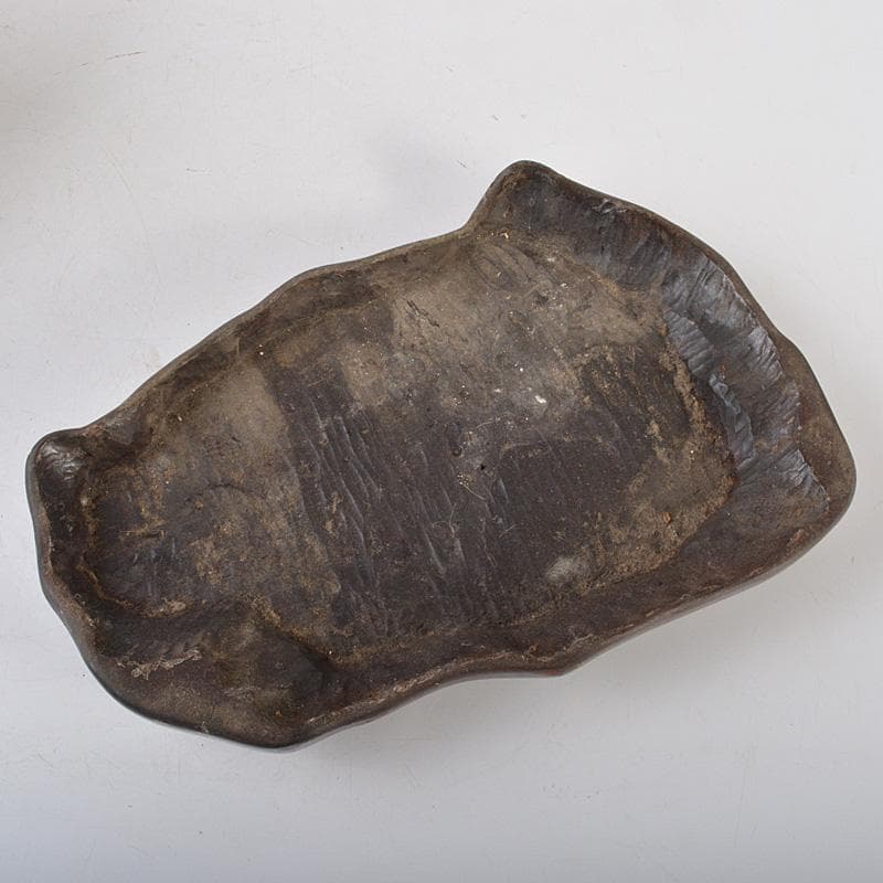 天然石　鑑賞石　置物　重さ約15kg　唐木台付　V　R6517F