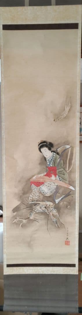 龍と女性の図 掛軸　Y270
