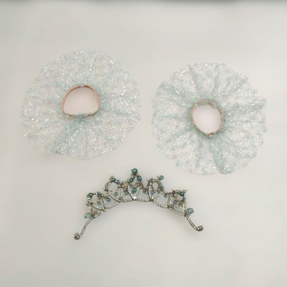 バレエ　チュチュ8着　水色シルバーレース　小学校2・3年生　冠、袖付