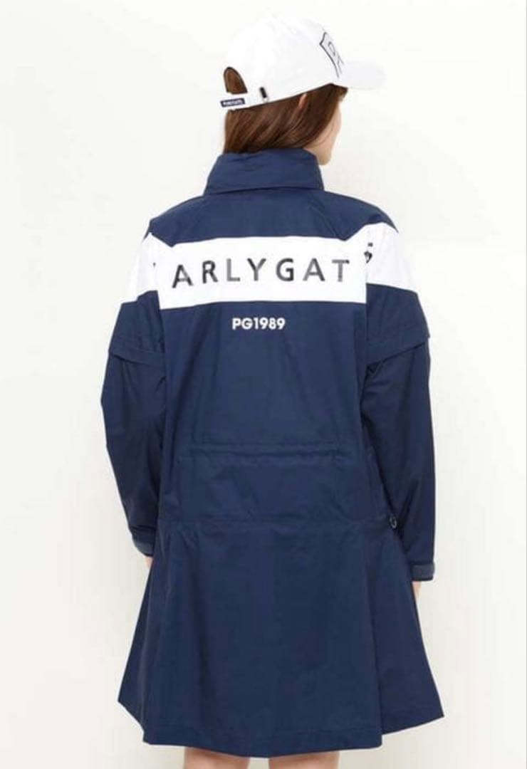 パーリーゲイツ レインウェア ワンピース ロゴ ネイビー 携帯袋付き