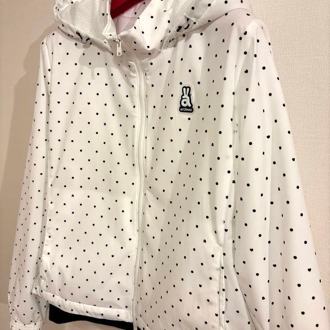 新作アルチビオ 保温撥水ドット柄ブルゾン 36 白 ジップジャケット