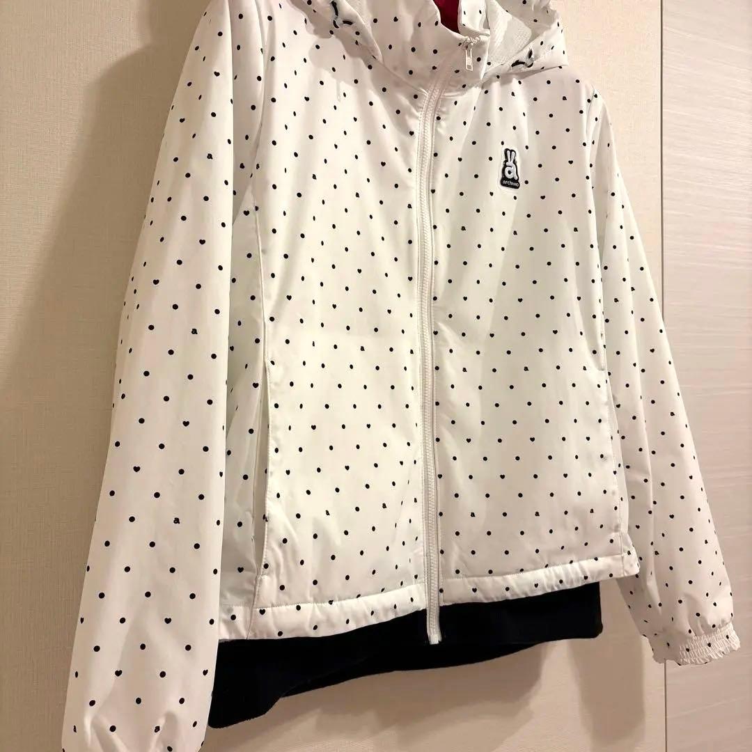 新作アルチビオ 保温撥水ドット柄ブルゾン 36 白 ジップジャケット