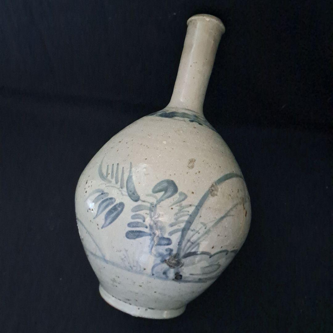 「細首の徳利 初期伊万里のロマン(高さ27cm)」 染付徳利 骨董アンティーク