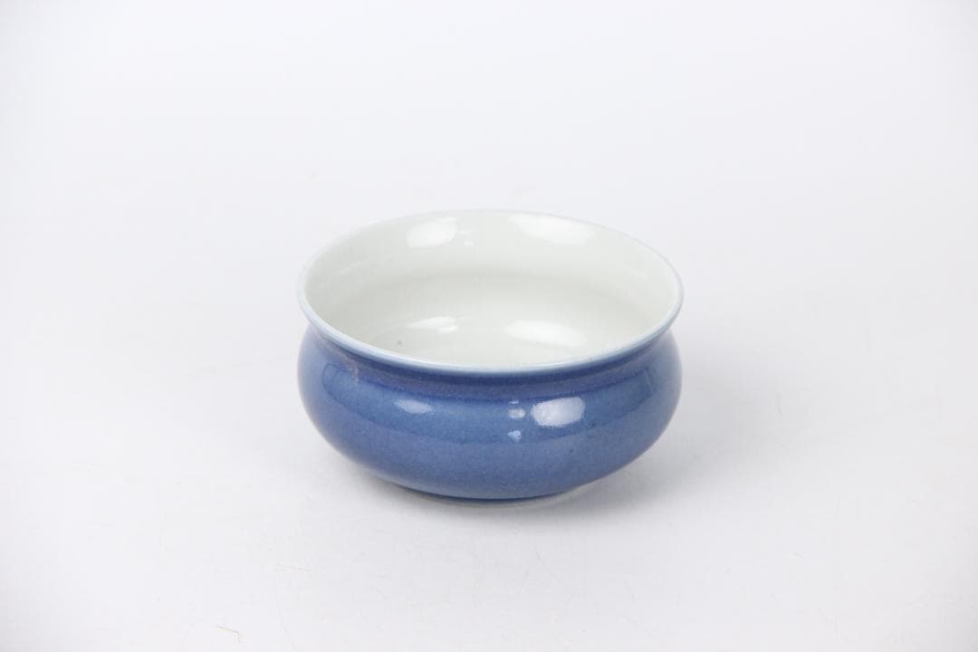 中国古美術　清時代蓝釉水盤　建水　文房具　 EJ12M-5