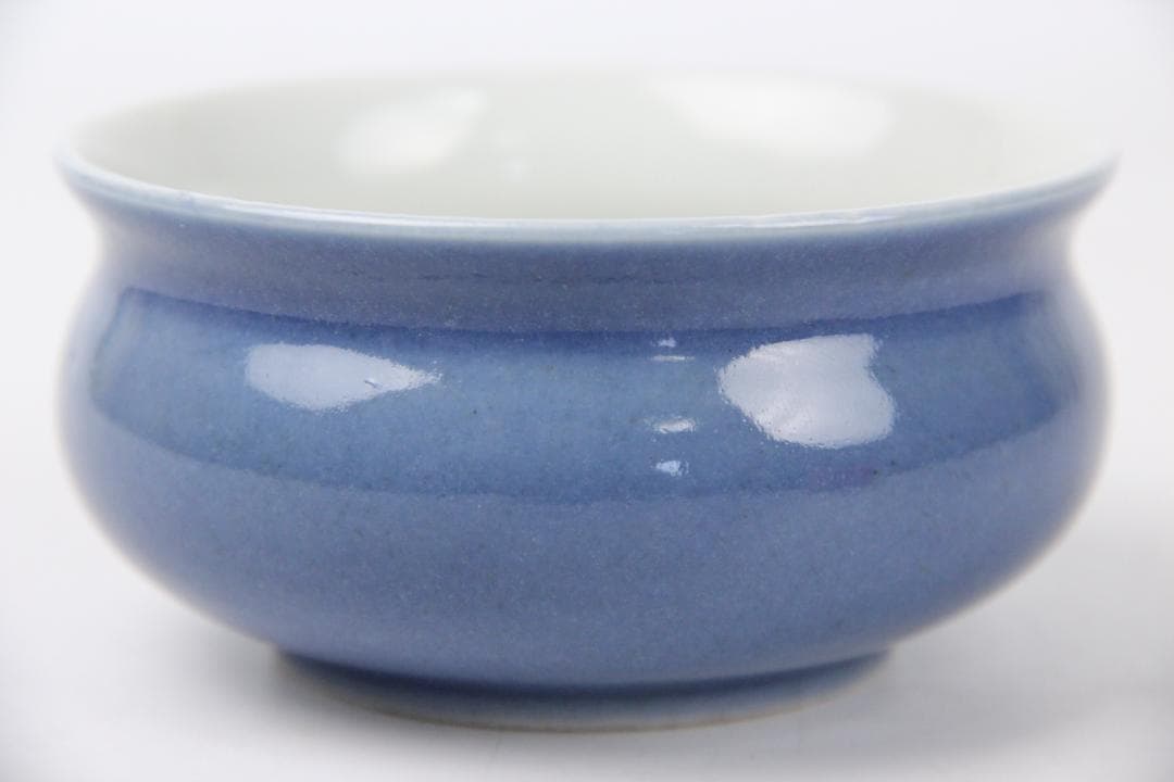 中国古美術　清時代蓝釉水盤　建水　文房具　 EJ12M-5