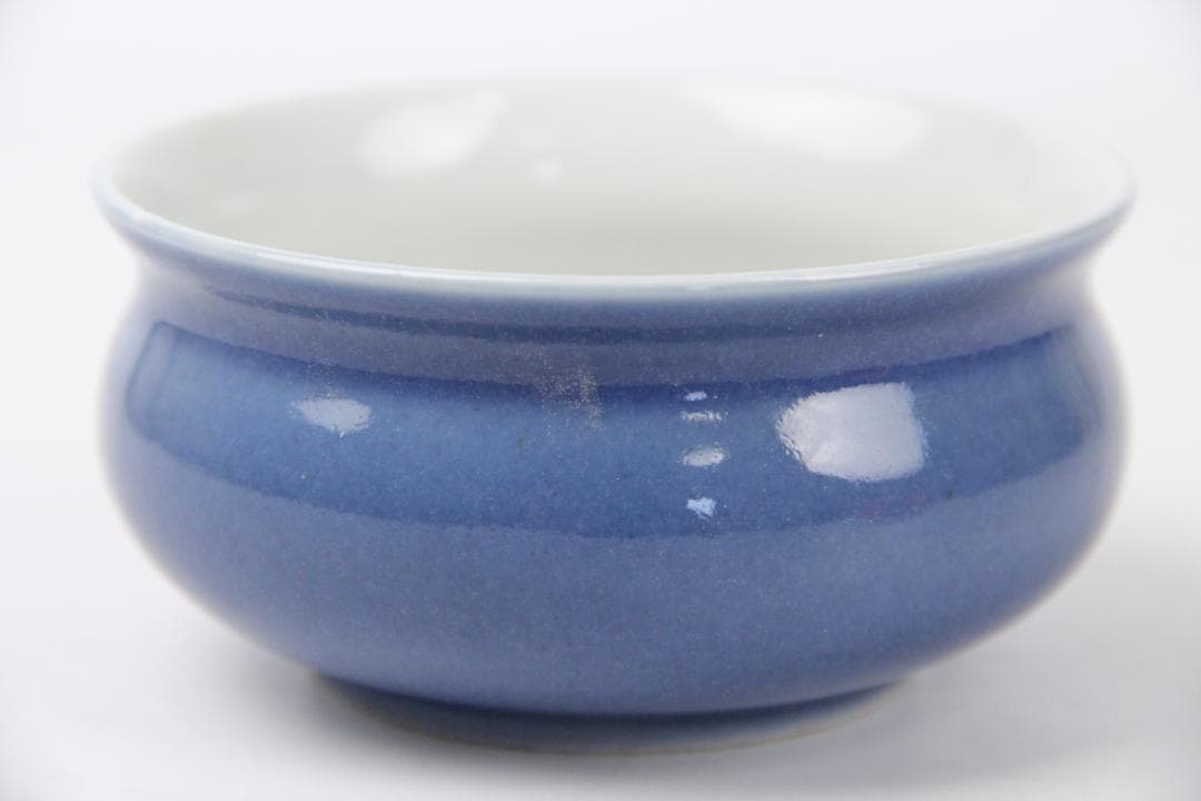 中国古美術　清時代蓝釉水盤　建水　文房具　 EJ12M-5