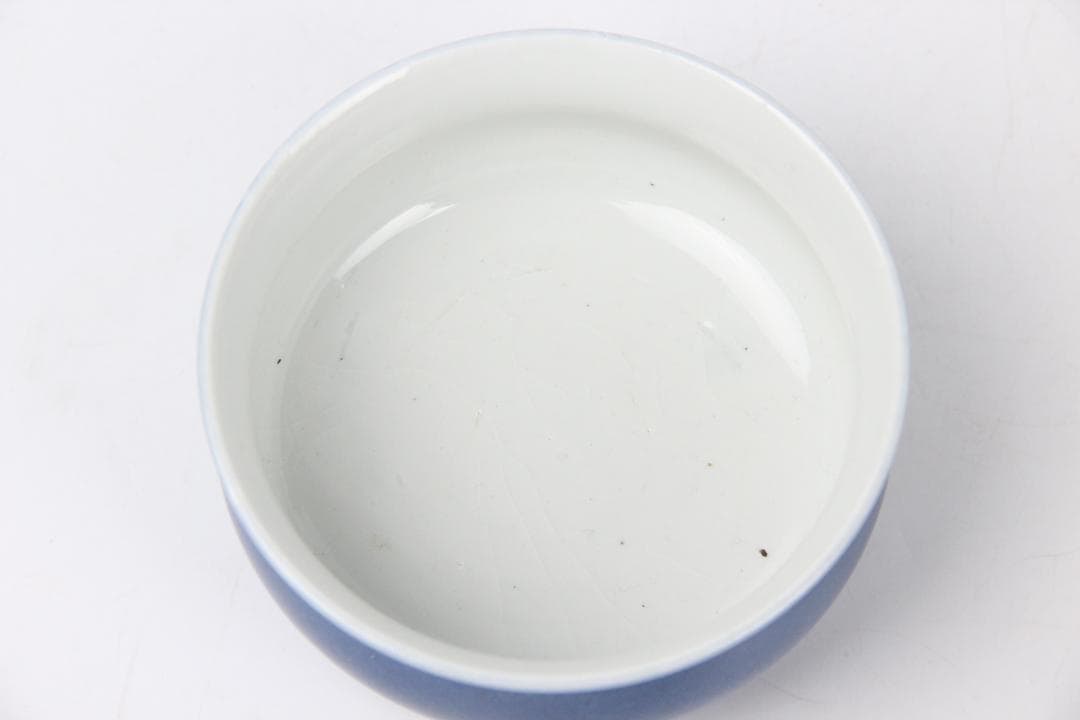 中国古美術　清時代蓝釉水盤　建水　文房具　 EJ12M-5