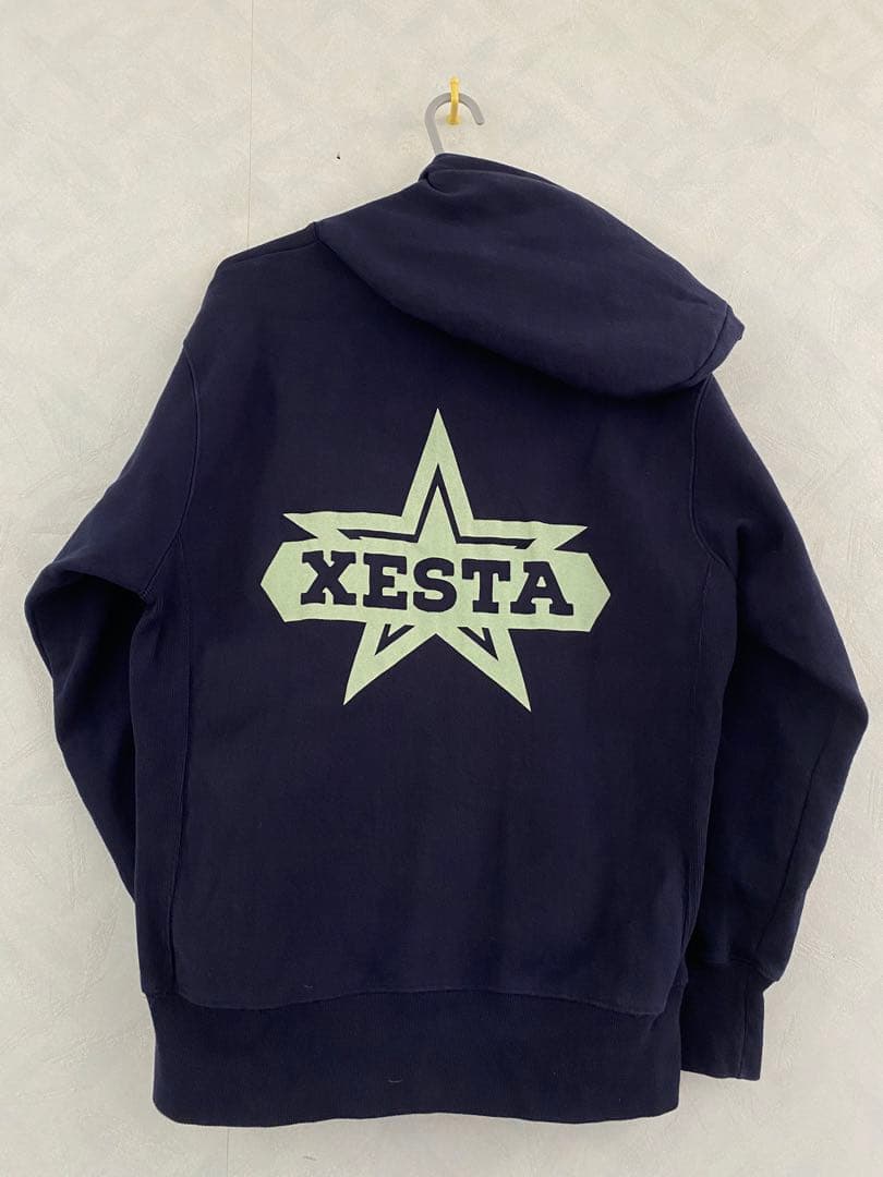 XESTA パーカー M ネイビー ダブルジップ Hoodie ゼスタ 釣り