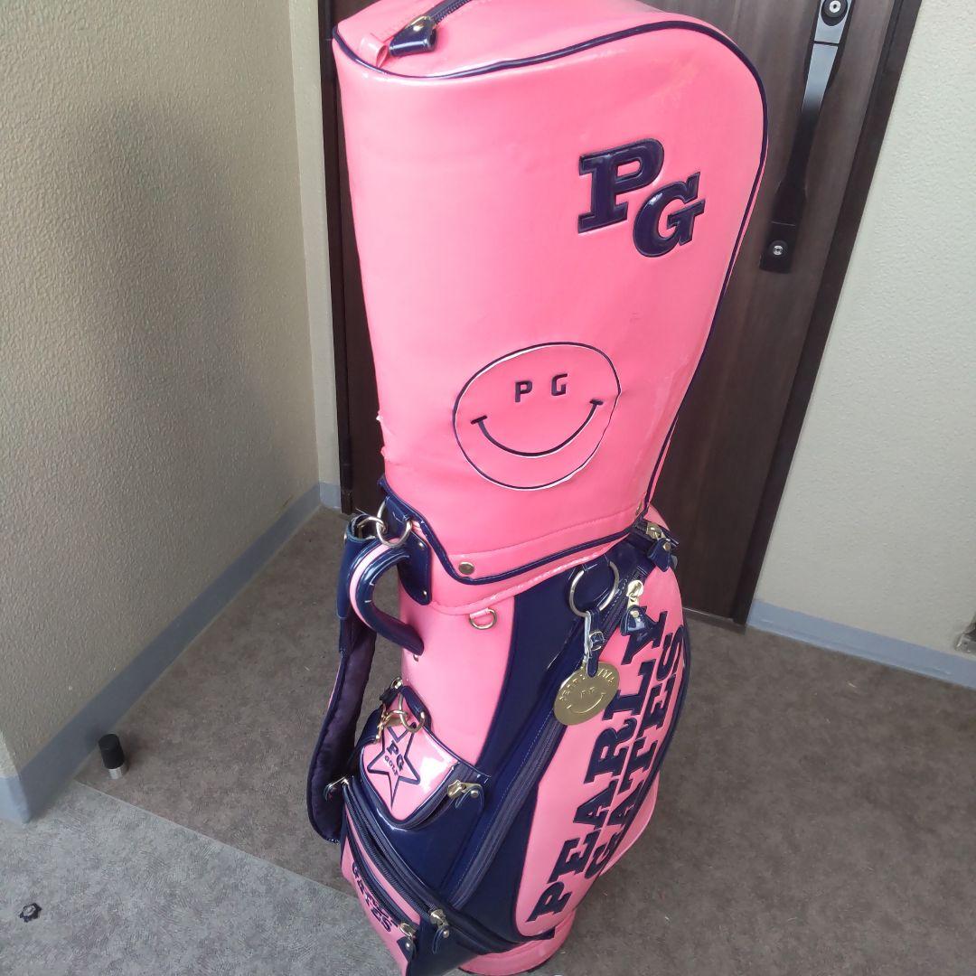 パーリーゲイツ　エナメル キャディーバック　ピンク/ネイビー 9.5型