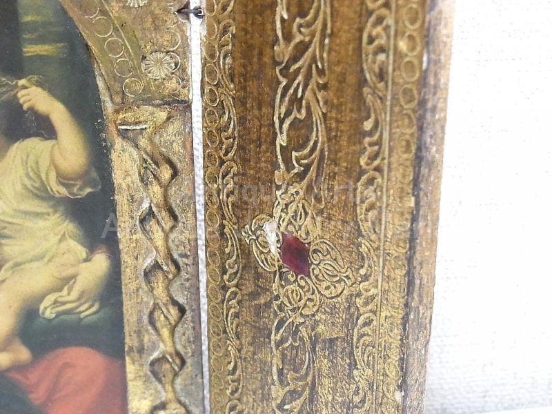 イタリア アンティーク　ピエール・ミニャール 葡萄の房を持つ聖母３枚続きの祭壇画