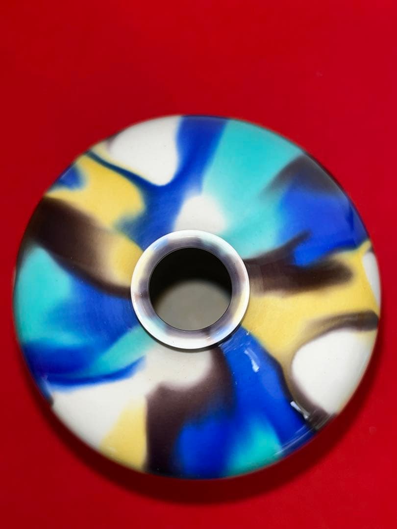 人間国宝 徳田八十吉 (正彦銘) 彩釉 壺 約26cm T251 共箱 陶歴