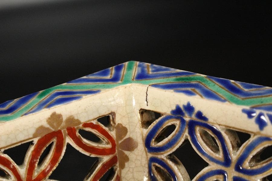 名品 古清水 色絵 透かし 六角鉢 京都個人蔵 茶道具伝来