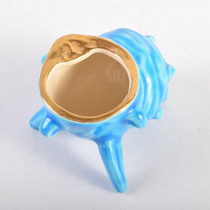 茶道具　平安　手塚桐鳳造　浅黄交趾栄螺　蓋置　共箱　V　8362